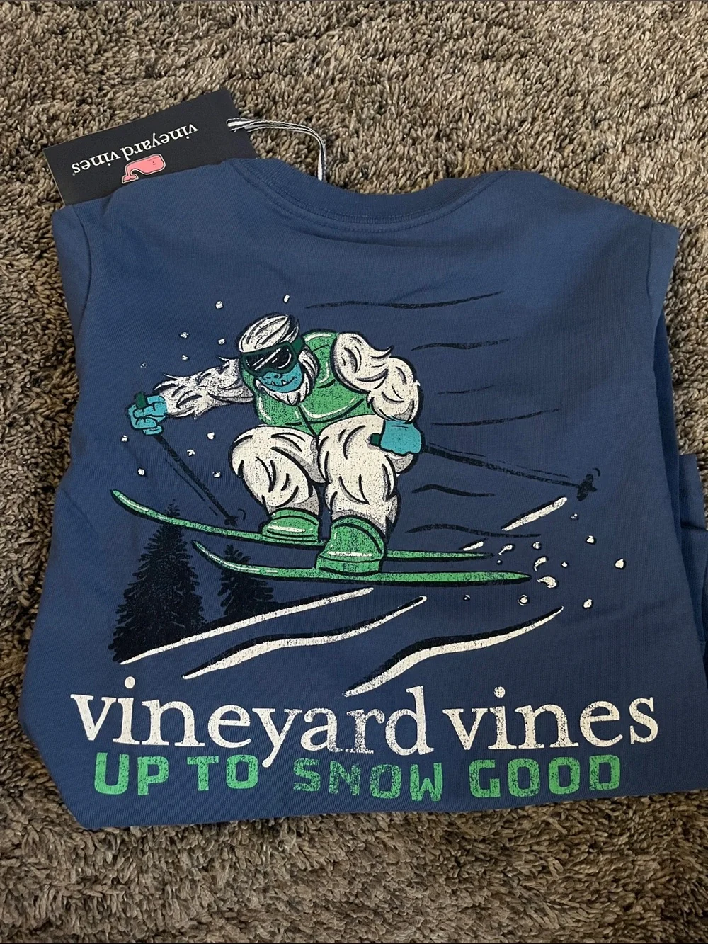 Vineyard Vines YETI Navy Long-Sleeve Tee with Skier! New. Size 5!